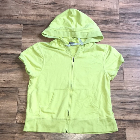 C9 Champion lime green short Sleeves zipper hoodie puff shoulders size large - Picture 1 of 13